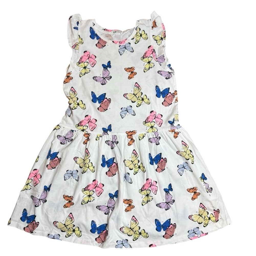 H&M Girls Butterfly Print Sleeveless Dress Size 8–10 years